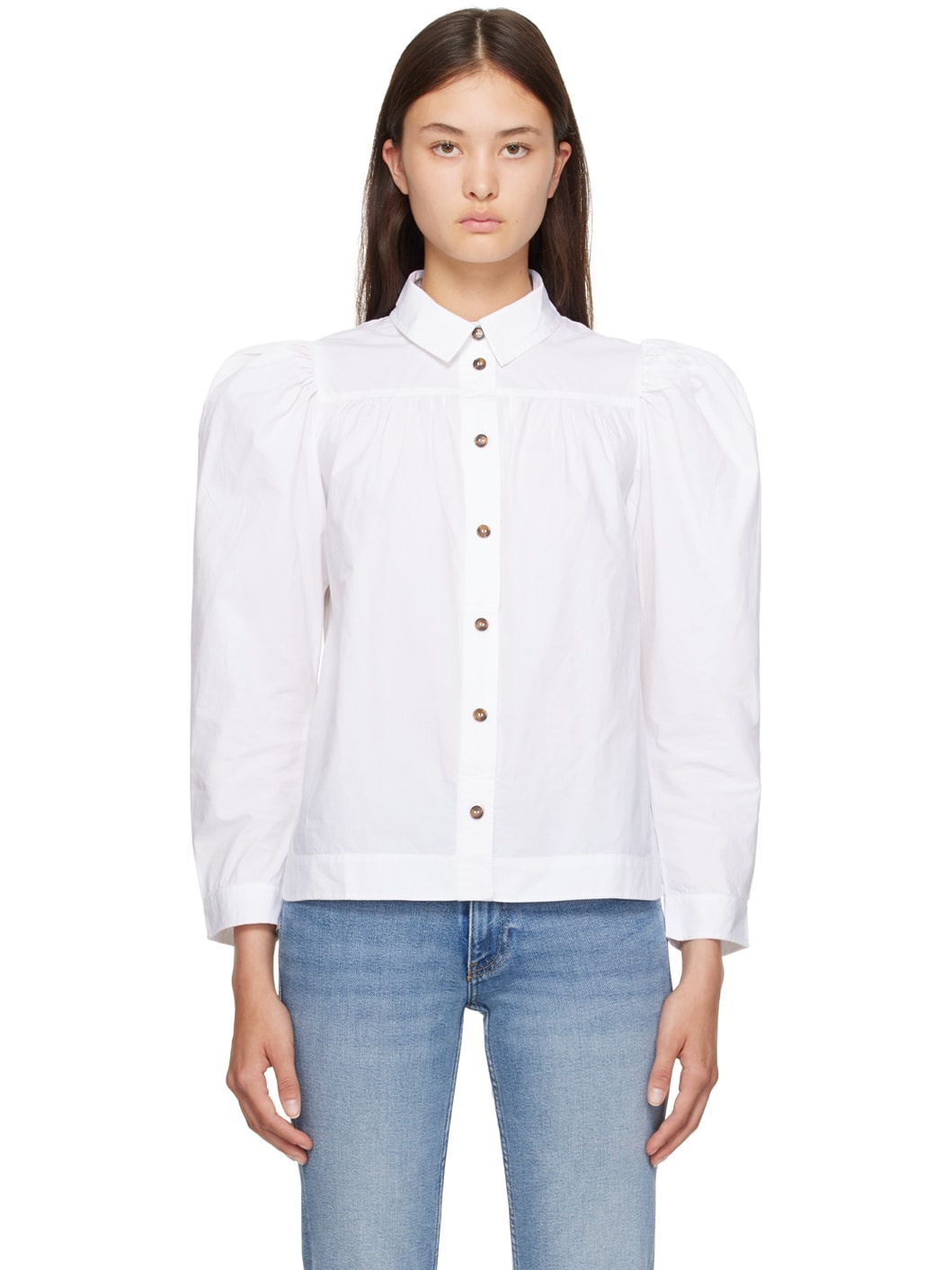 White Puff Sleeve Shirt - 1