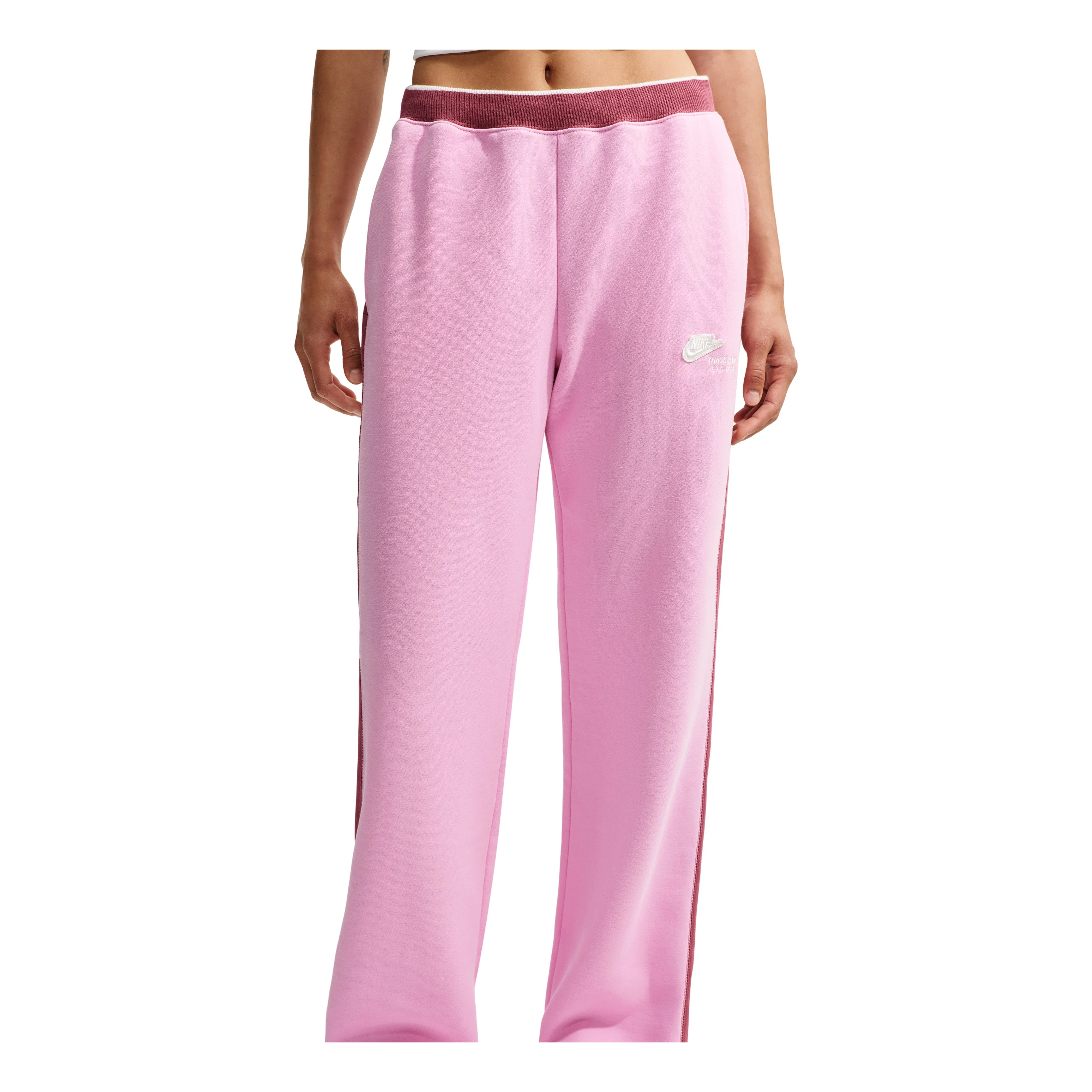 (WMNS) Nike Studio Fleece Medium Weight Nike Run Club Track Pants 'Pink Rise Pink Smoke Sail' IO2302 - 1