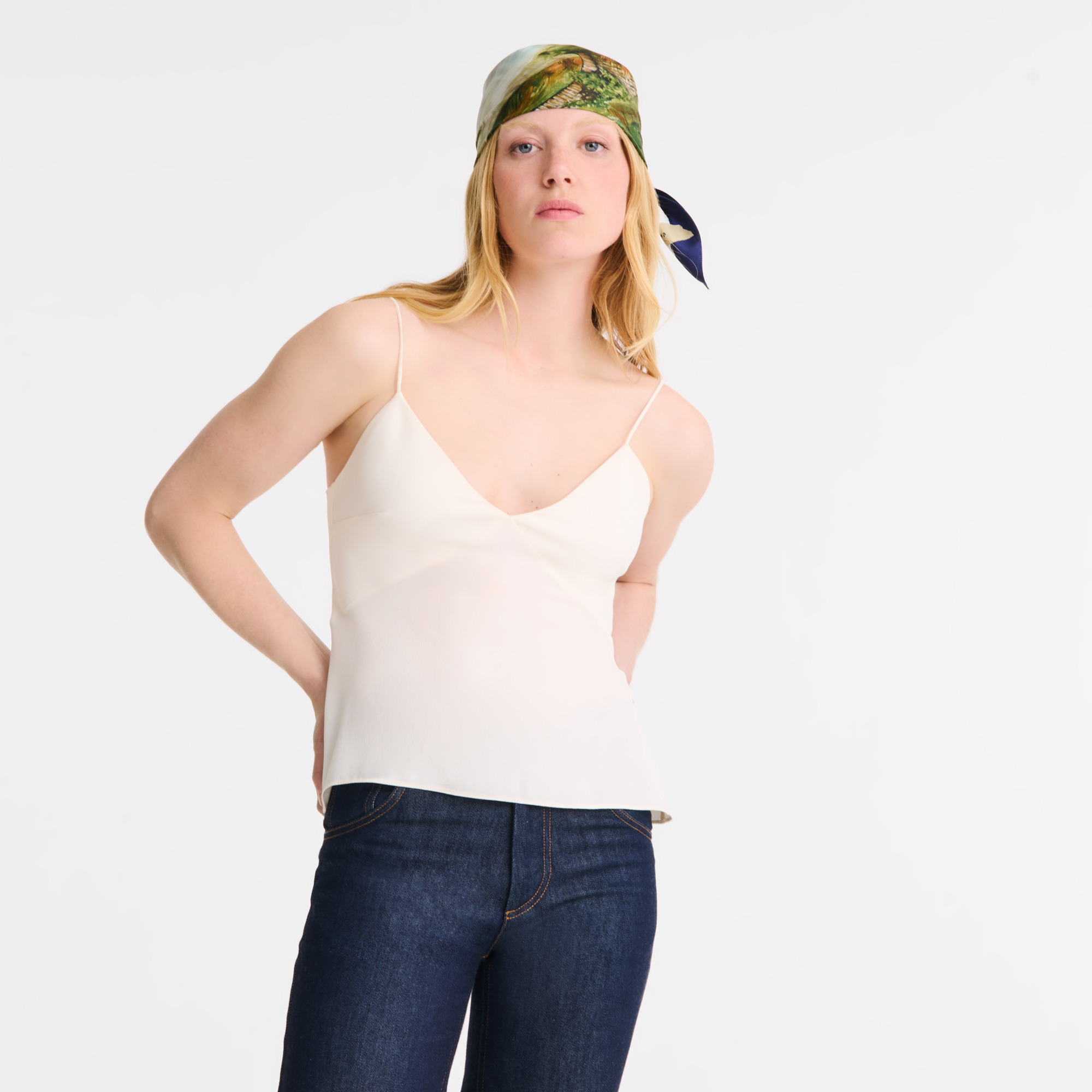 Thin strap top Ecru - Crepe de Chine - 4