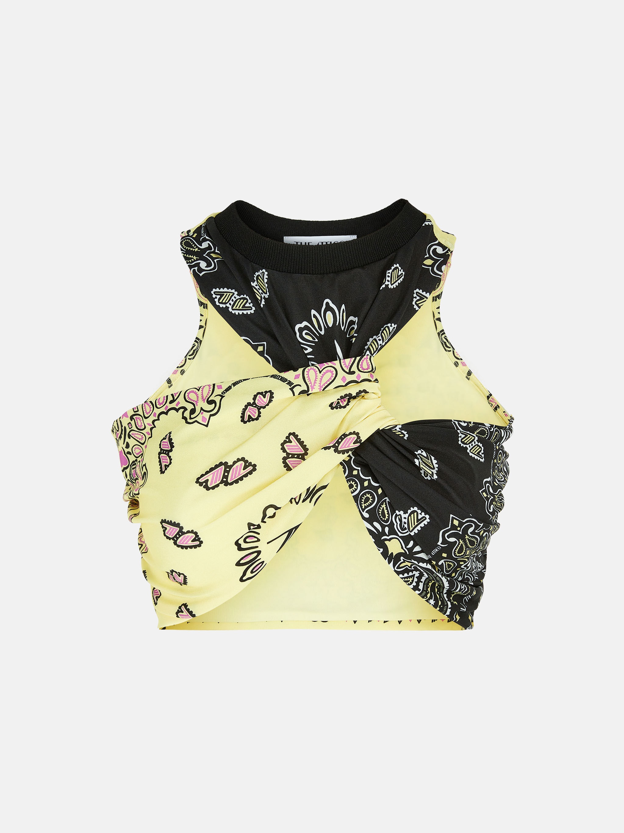 "ASAHI" BLACK AND YELLOW BANDANA TOP - 1