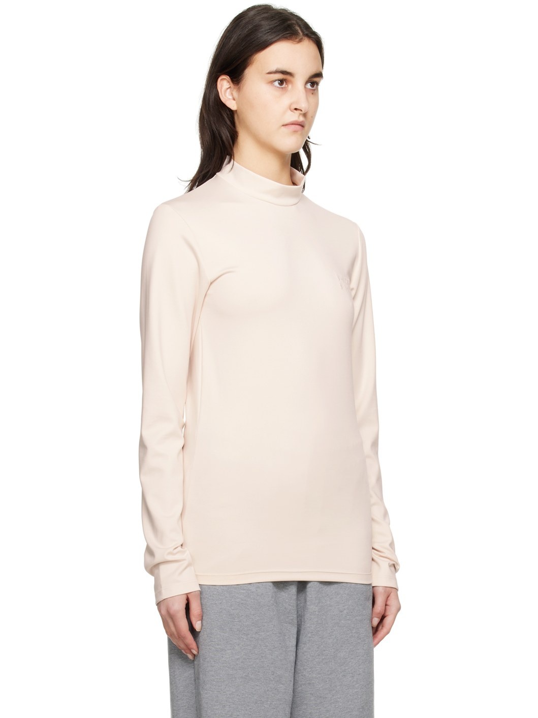 Beige Embroidered Long Sleeve T-Shirt - 2