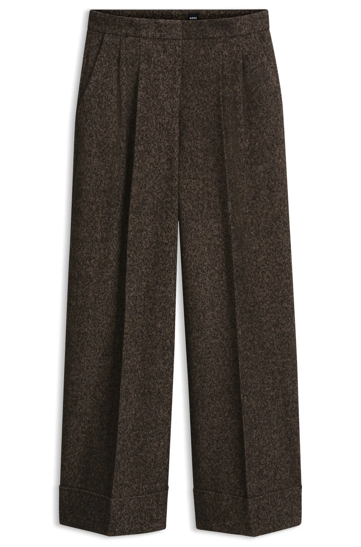 WIDE-LEG HERRINGBONE PANTS IN A WOOL BLEND - 1