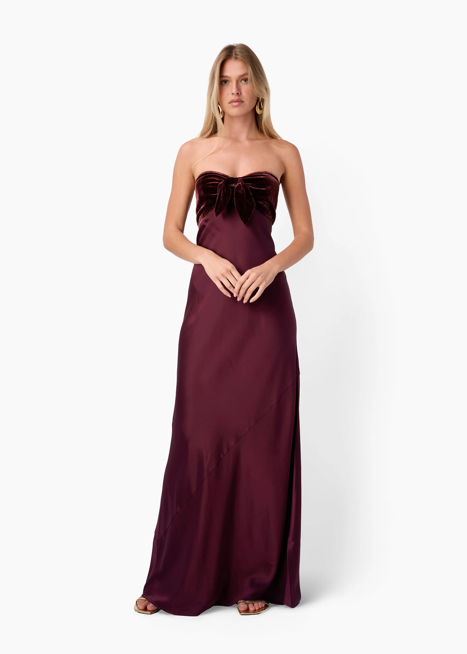 LAVINIA STRAPLESS GOWN CRANBERRY - 1