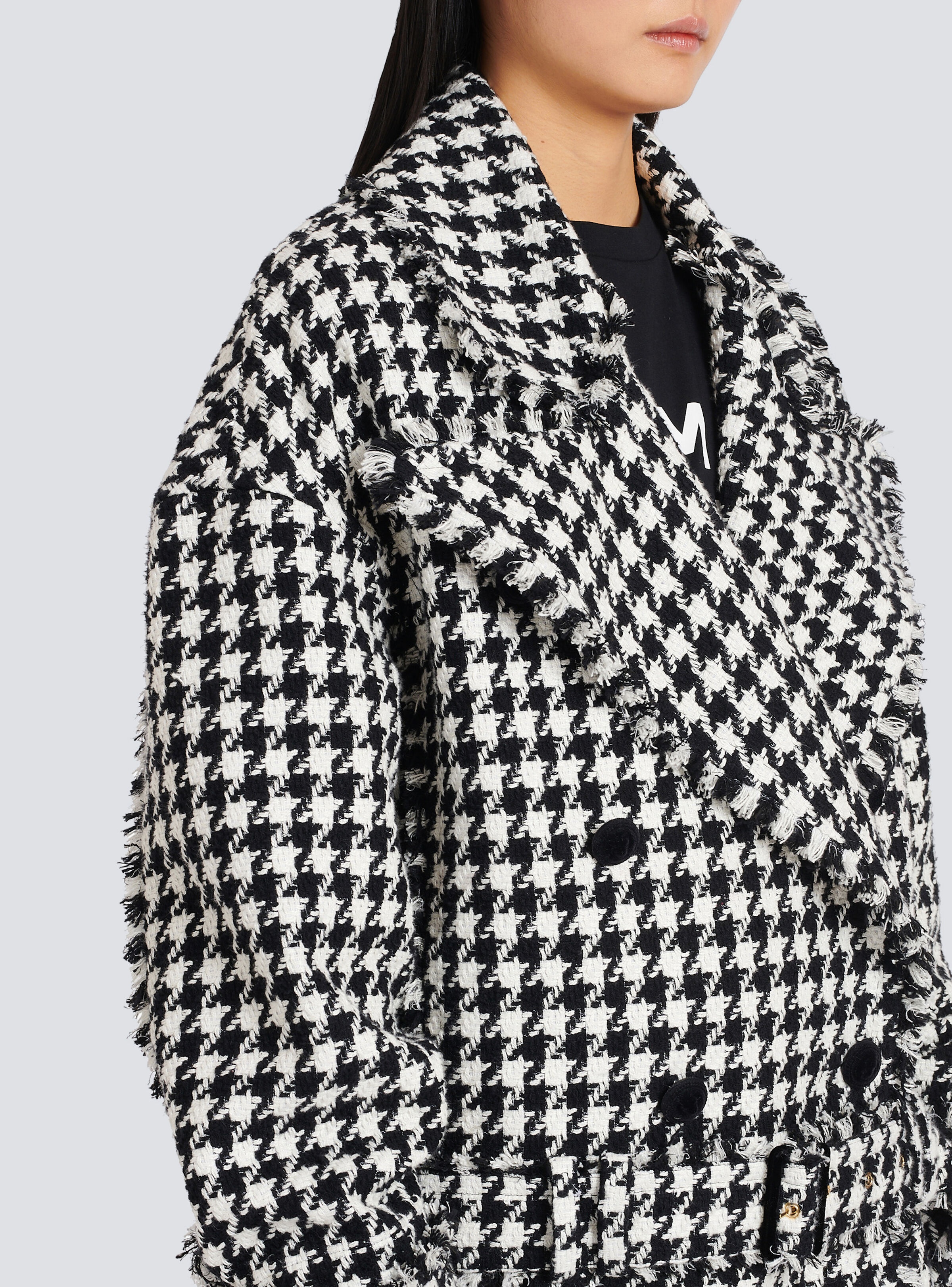 Wool and tweed pea coat with double-buttoned fastening - 9