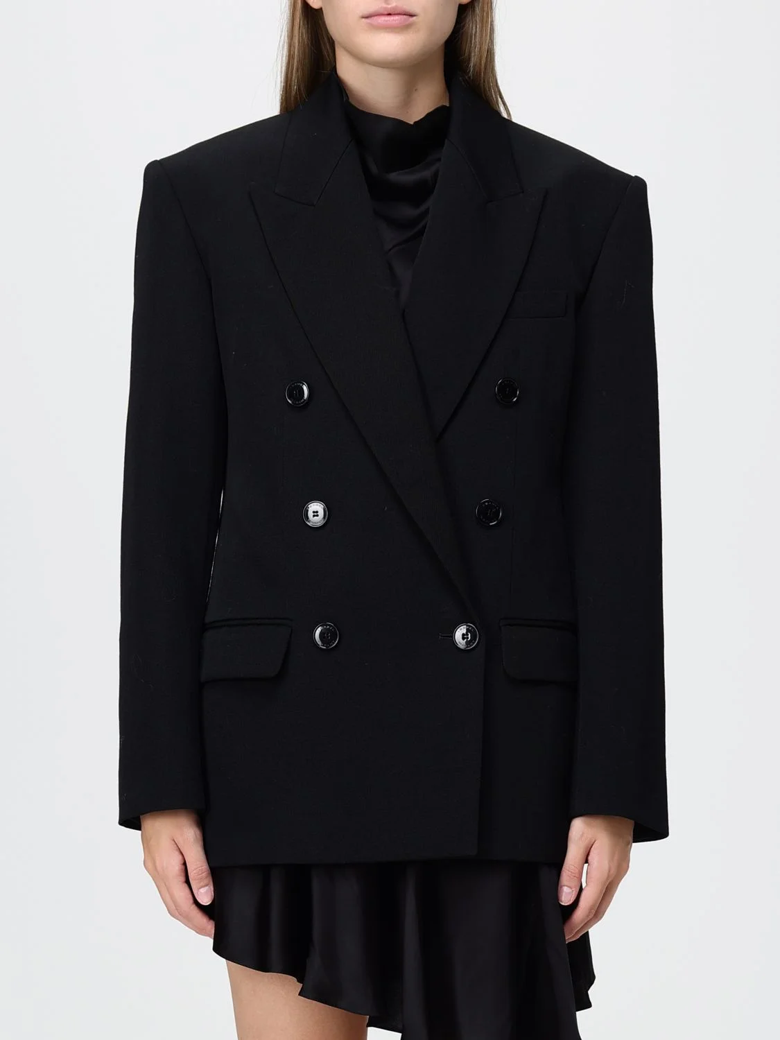 ISABEL MARANT Double-Breasted Wool Blazer with Oversized Shoulders - 1