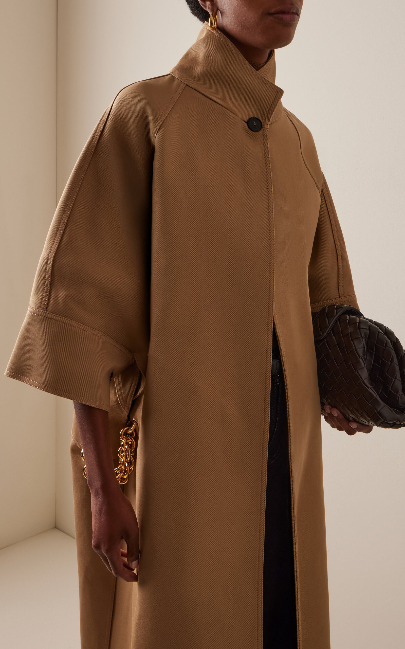 Nat Cotton Long Oversized Cape Coat brown - 3
