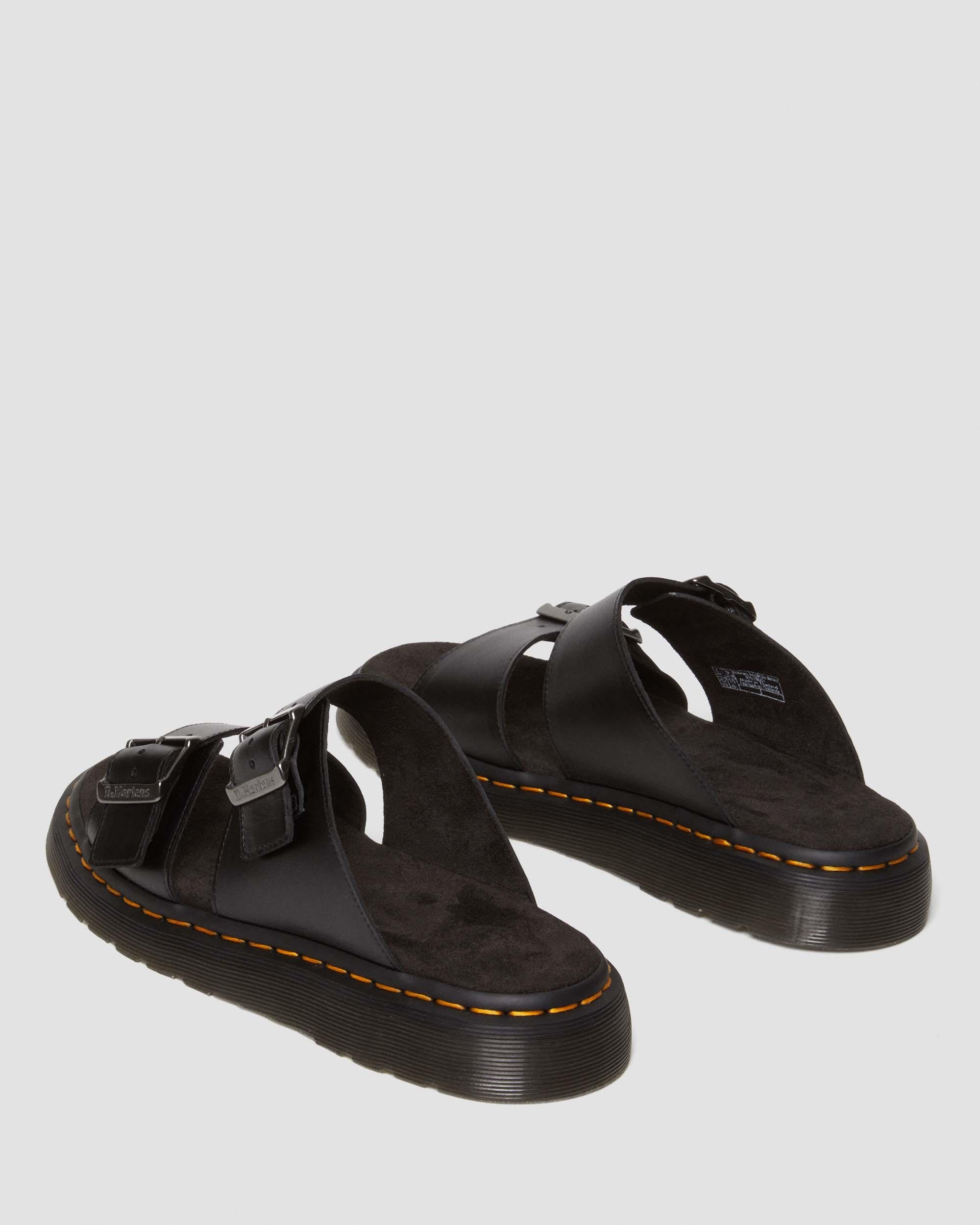 Josef Analine Leather Buckle Slide Sandals - 11