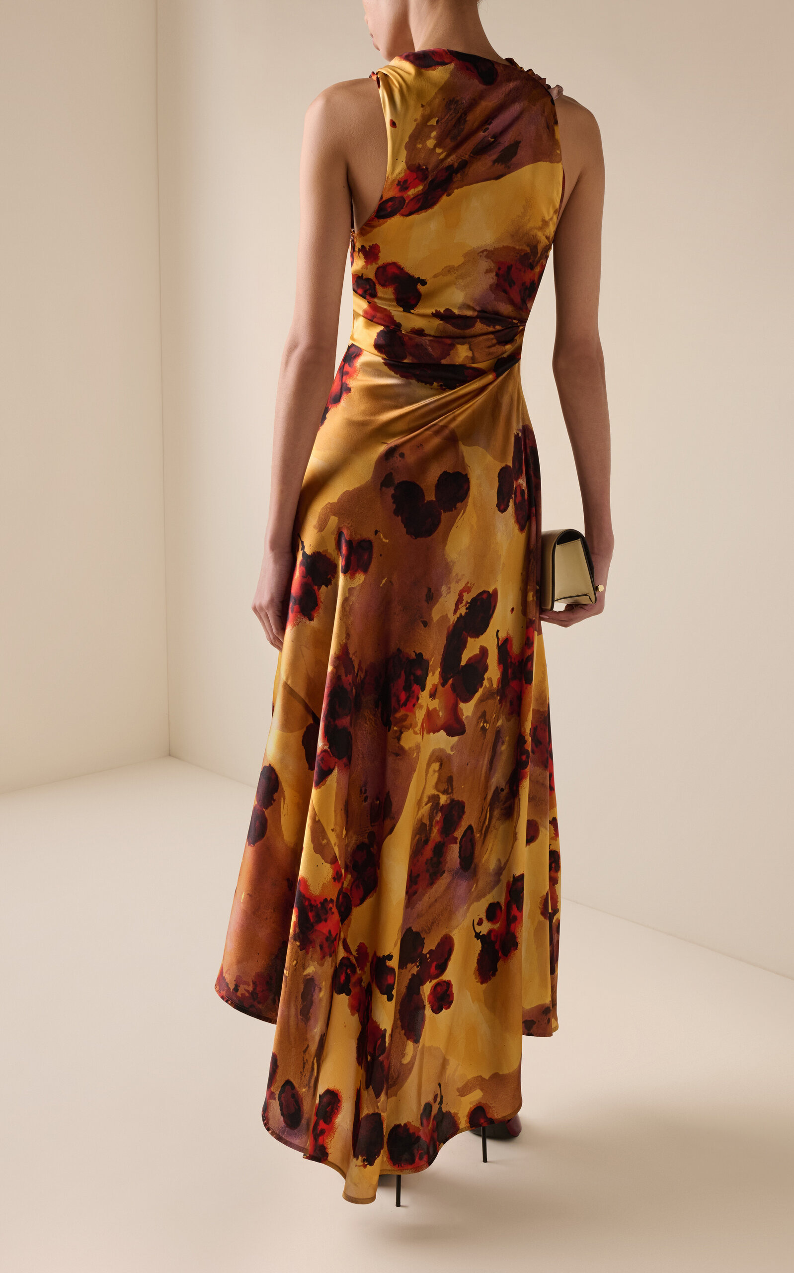 Asymmetric Silk Midi Dress multi - 4