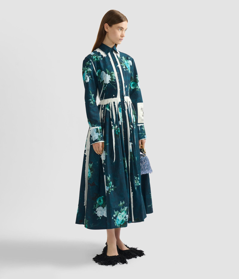 FLORAL PRINT COTTON FAILLE SHIRT DRESS 1