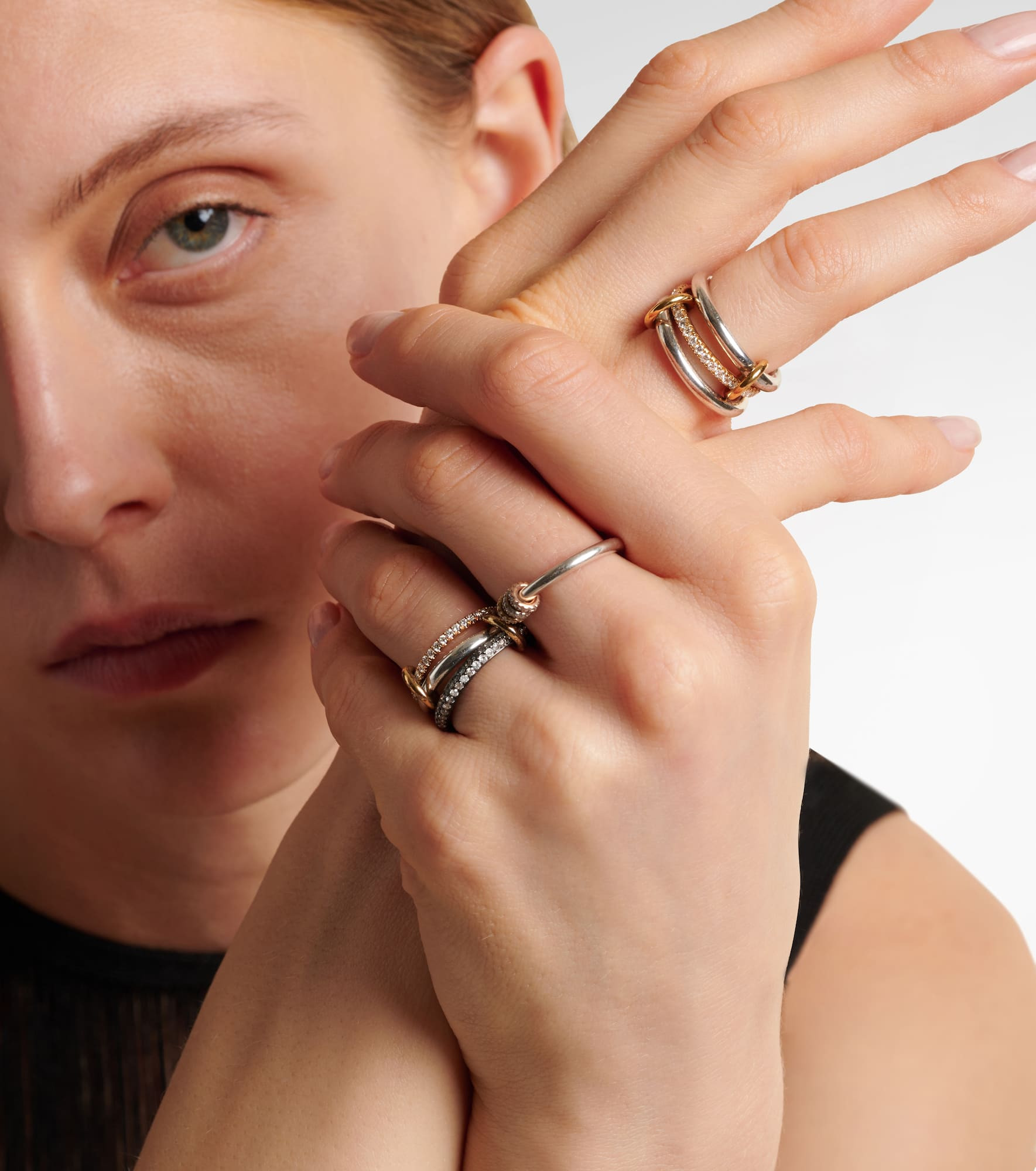 Libra sterling silver and 18kt gold ring with diamonds - 3