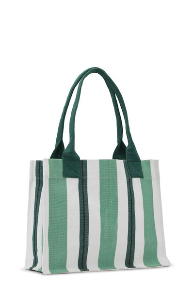 GANNI GREEN LARGE STRIPED CANVAS TOTE BAG outlook