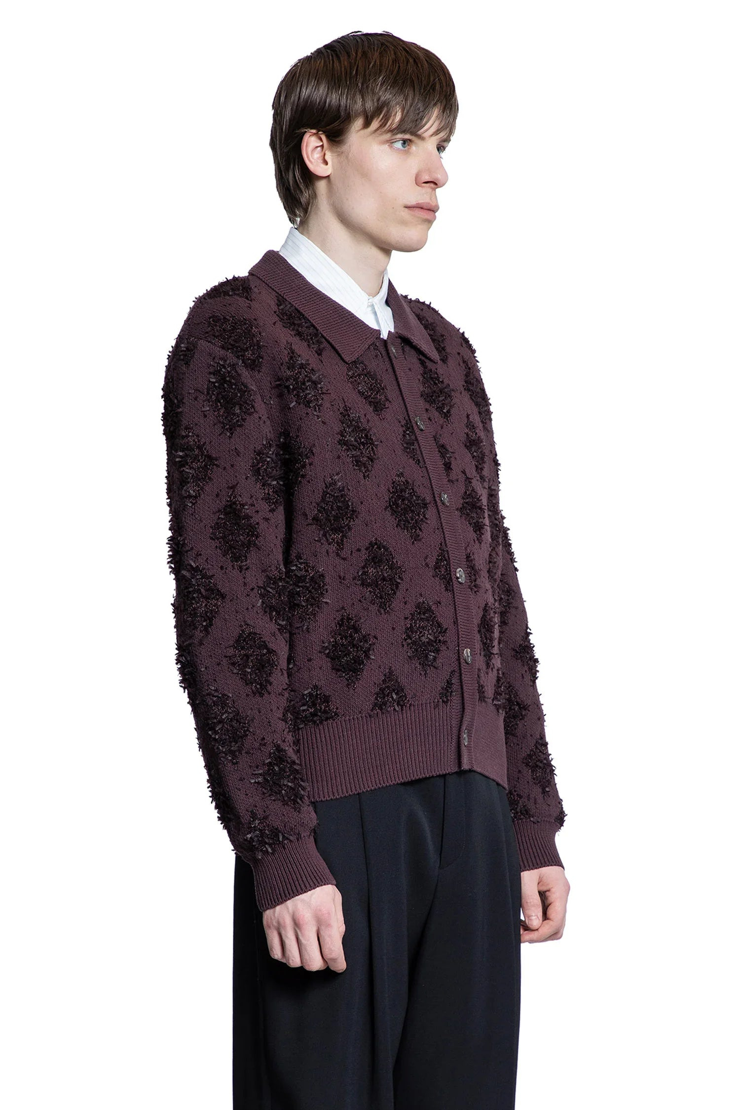 Fringed-Argyle-Polo-Cardigan - 2
