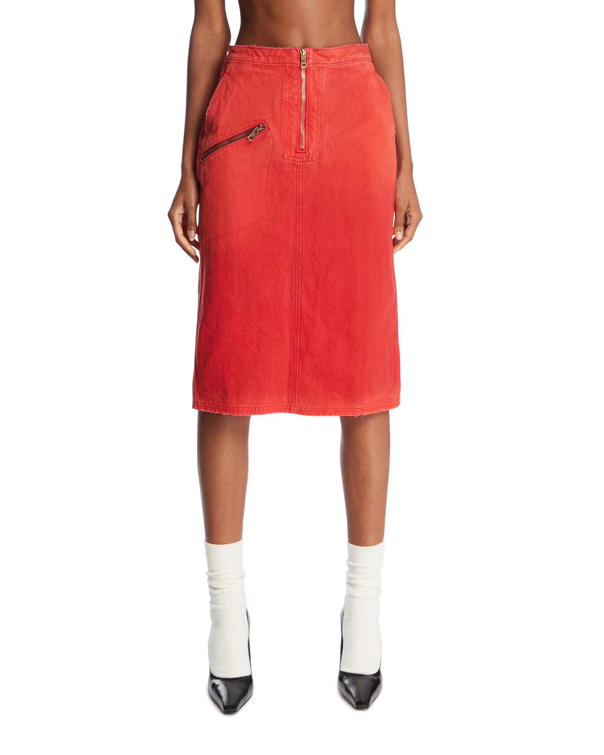 Red Workwear Midi Skirt - 1