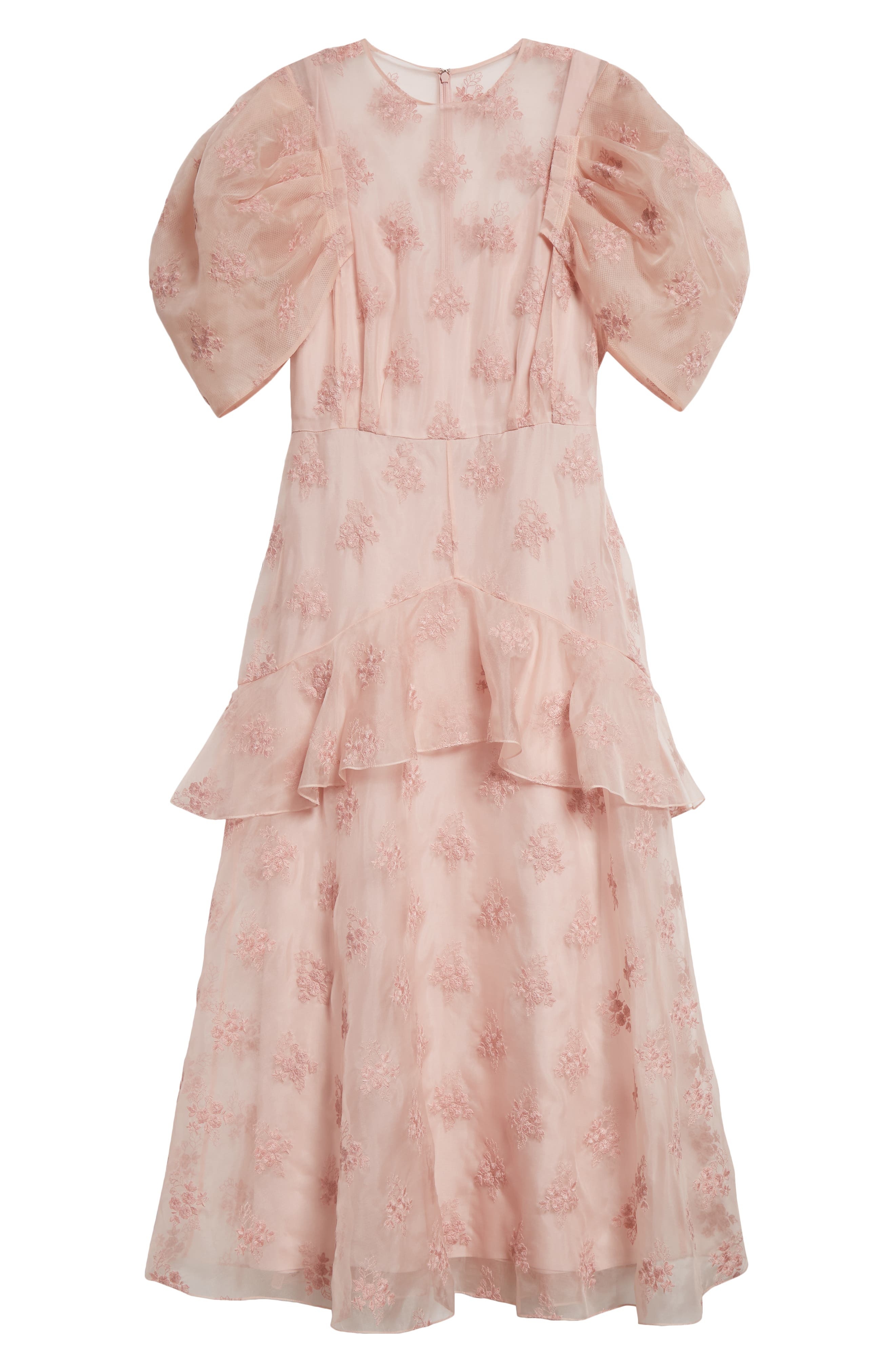Illusion Neck Silk Organza Peplum Midi Dress - 5