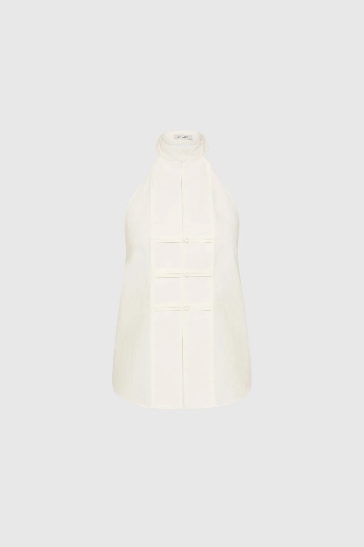 Button Detail Halter Top - Off White - 1