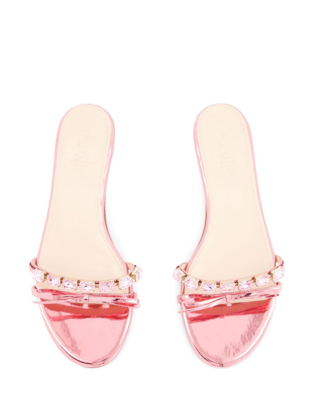crystal-embellished leather slides - 3