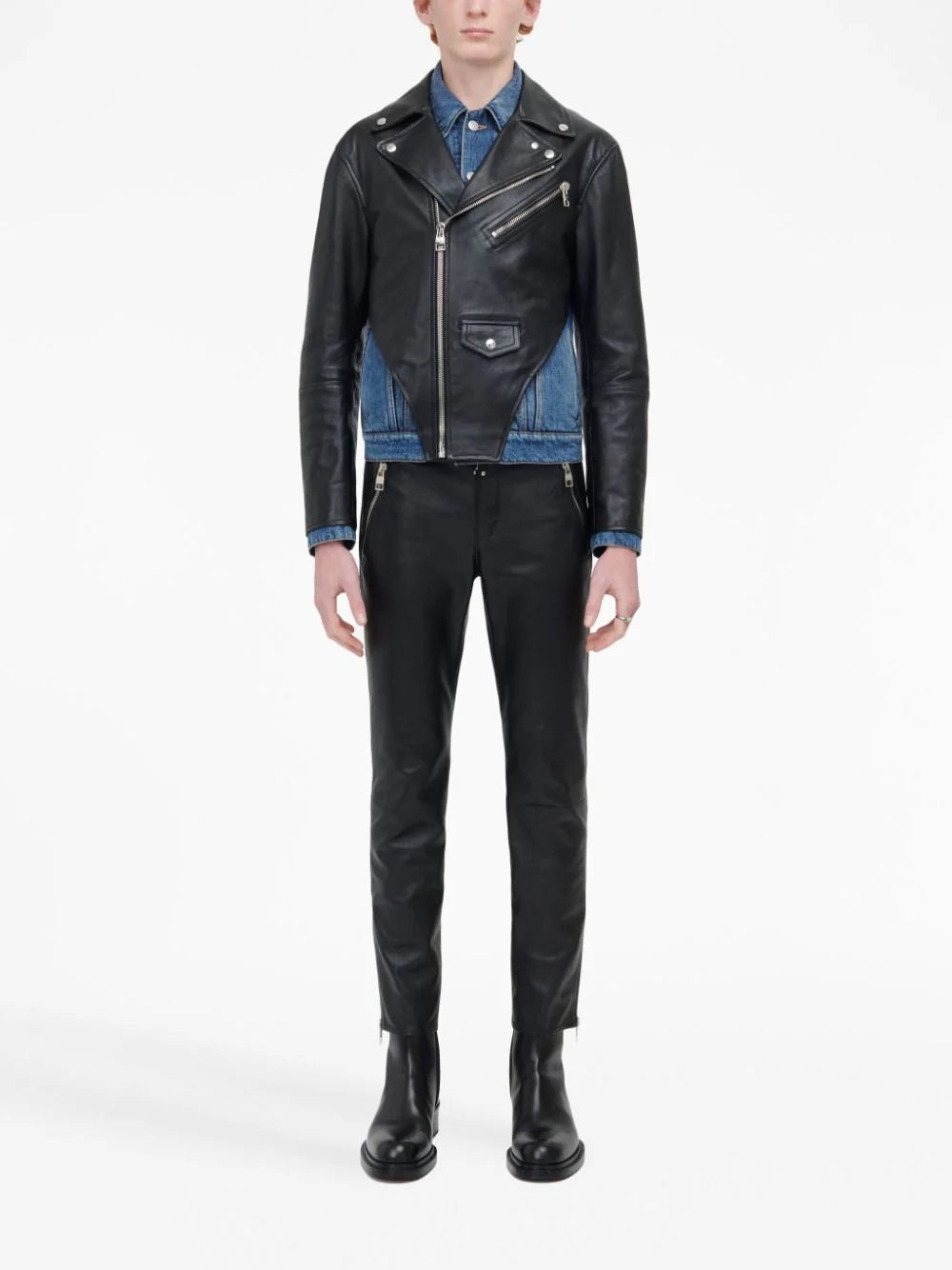 LEATHER CROPPED SLIM-FIT TROUSERS - 2