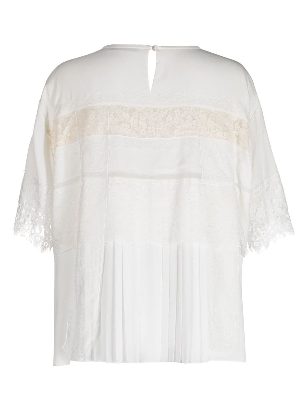 Lace Window layered short-sleeves top - 2