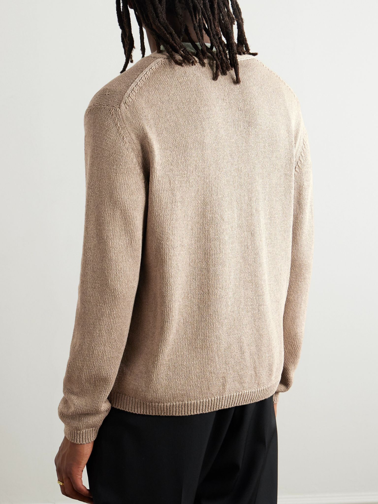 Tony Cotton and Silk-Blend Cardigan Beige - 4
