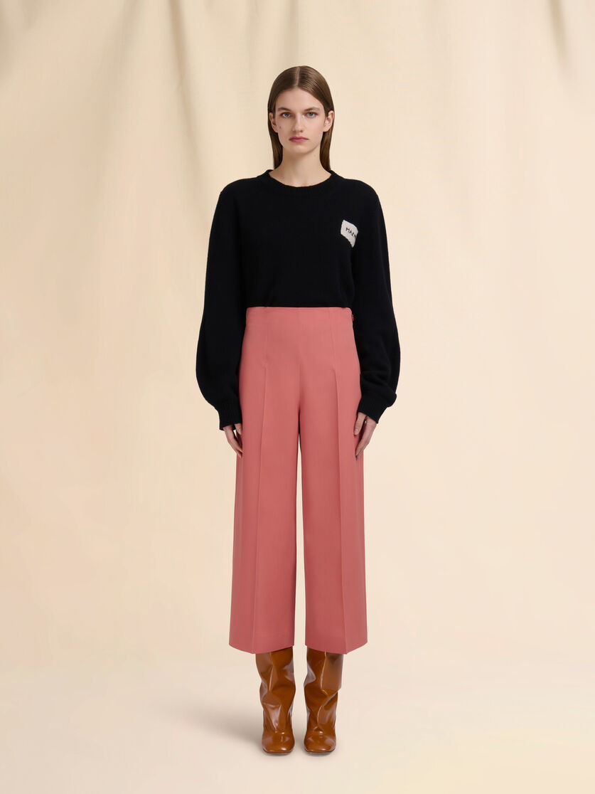PINK WOOL CROPPED TROUSERS - 2