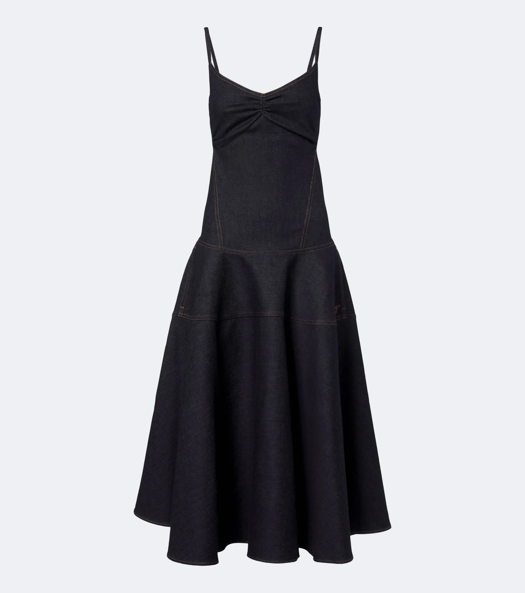 Pina de-Nîmes gathered denim midi dress - 1