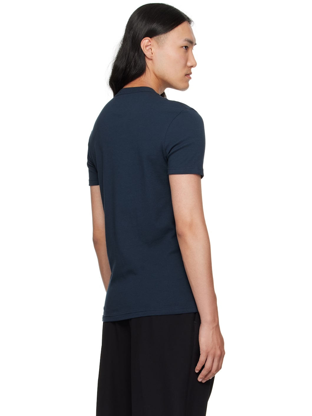 Navy Cotton Crewneck T-shirt - 3