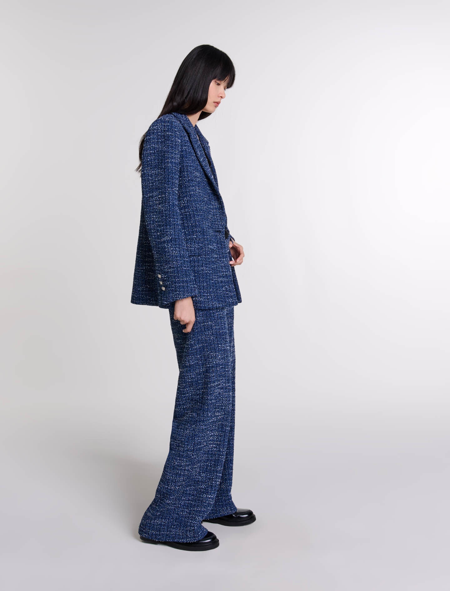 Wide-leg tweed trousers - 10