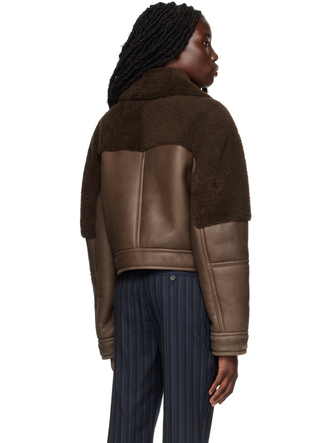 Brown Buckle Shearling Jacket - 3