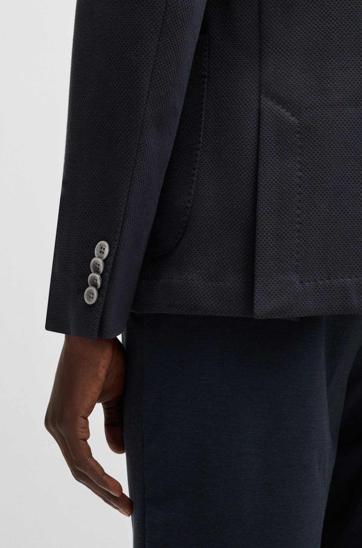 SLIM-FIT BLAZER IN MICRO-PATTERNED COTTON - 6