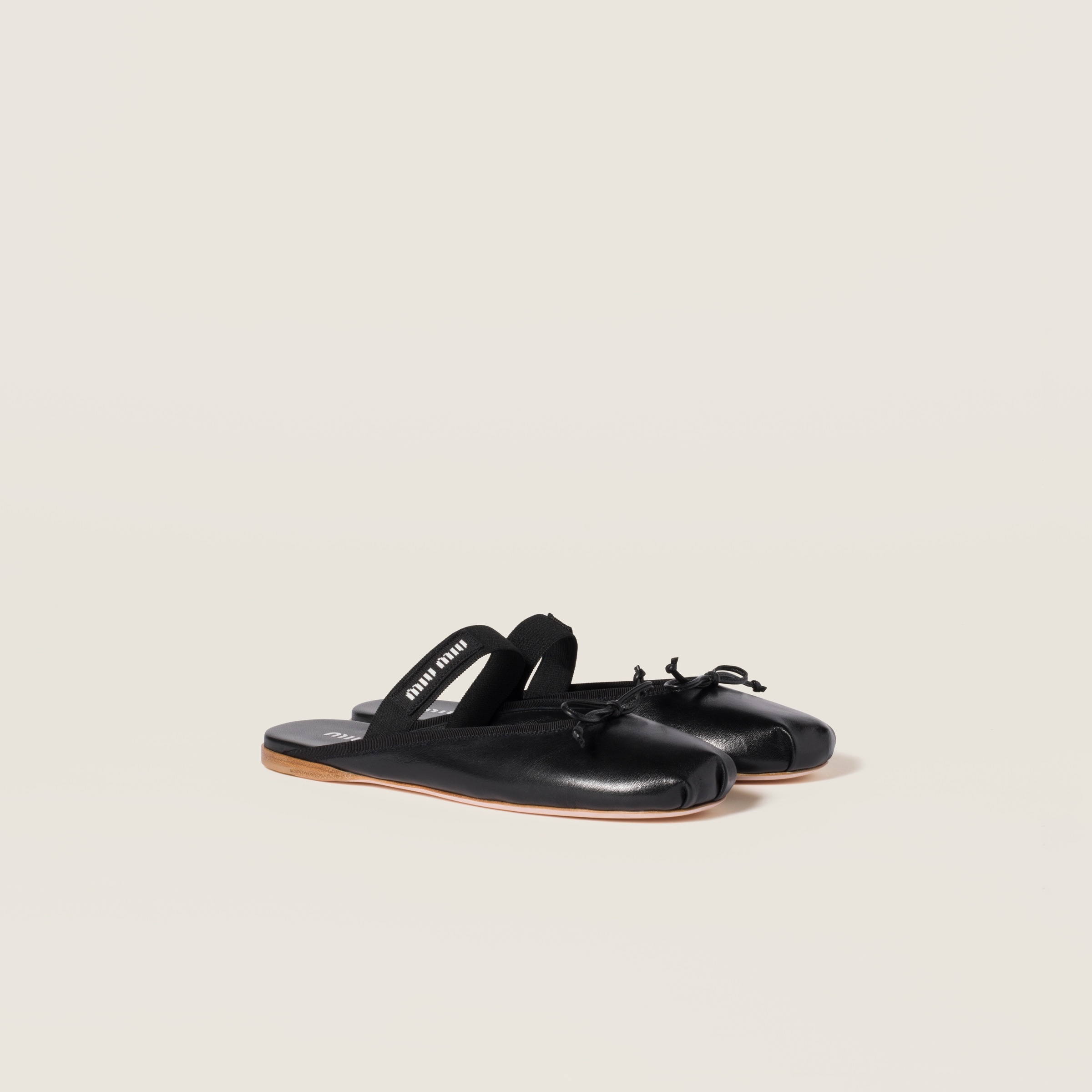 Leather ballerina mules - 1