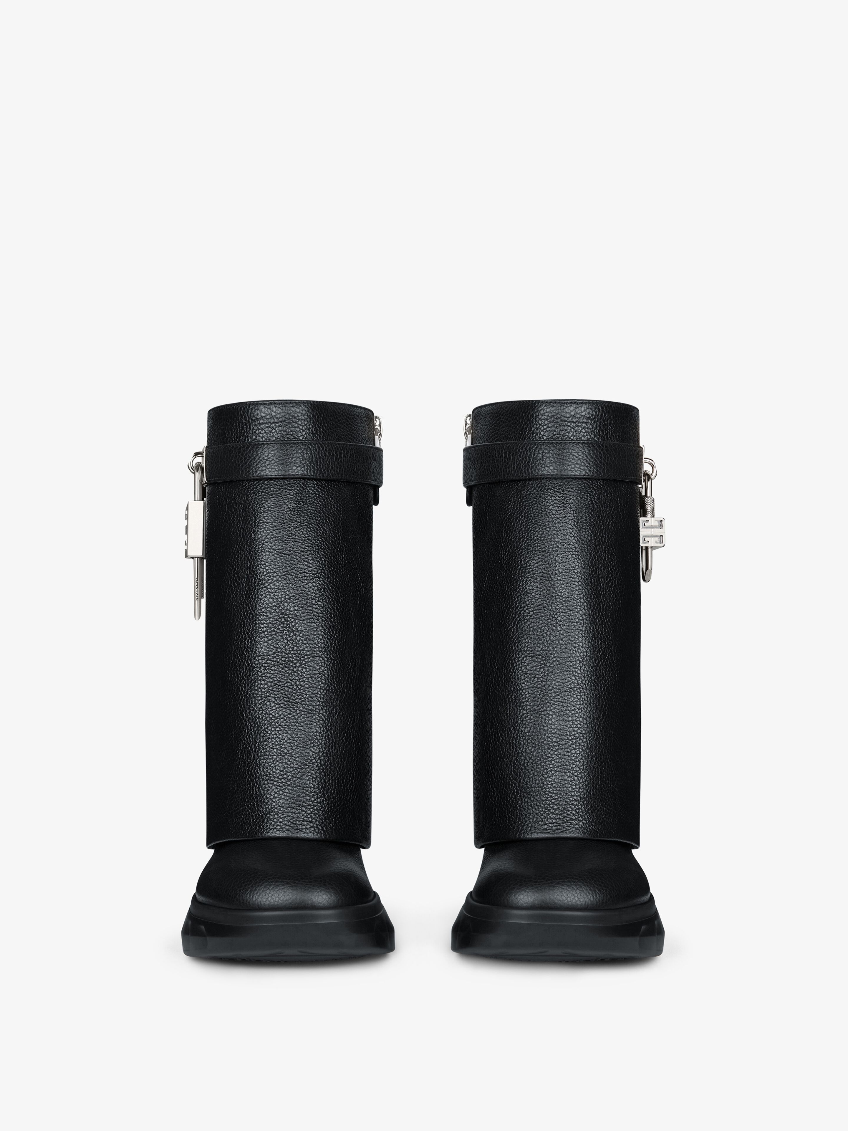 Givenchy SHARK LOCK BIKER ANKLE BOOTS IN GRAINED LEATHER