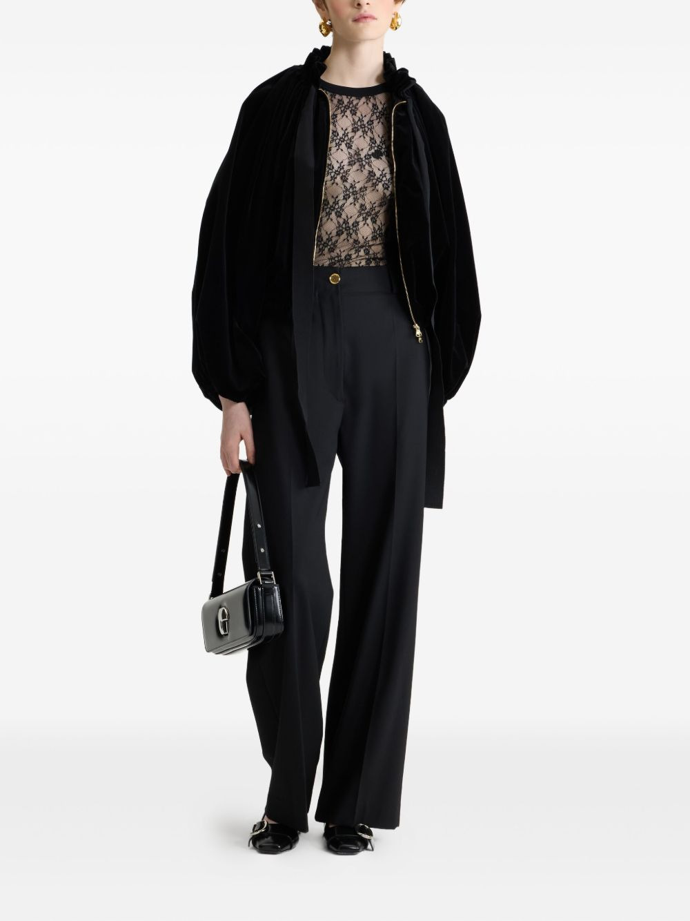 balloon-sleeve velvet jacket - 2