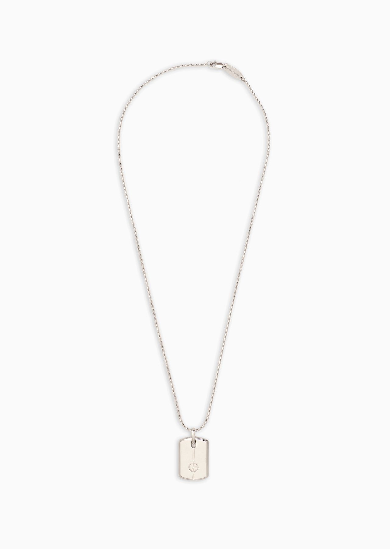 Silver necklace with logo plate 1