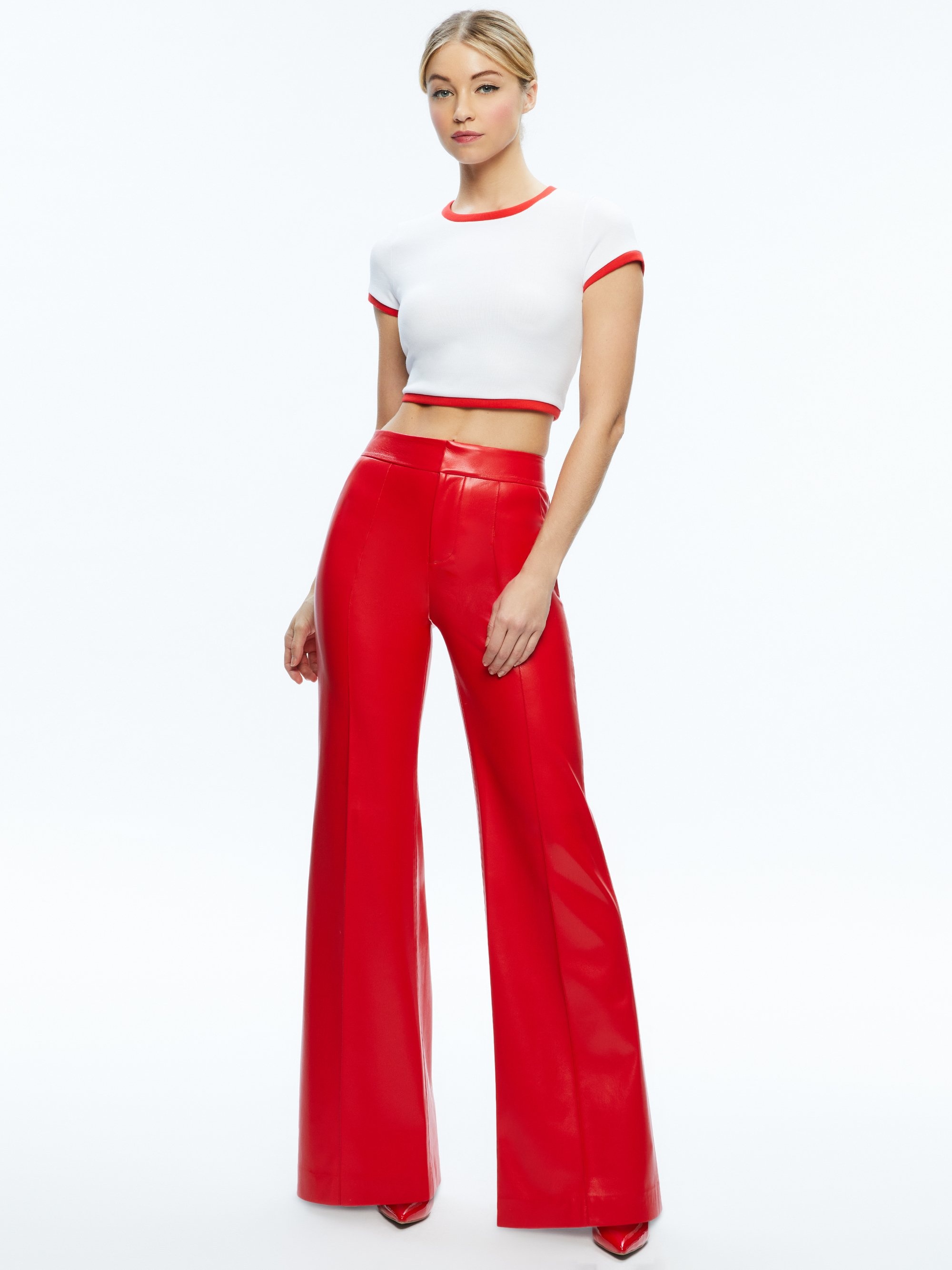 DYLAN HIGH WAISTED VEGAN LEATHER WIDE LEG PANT - 3