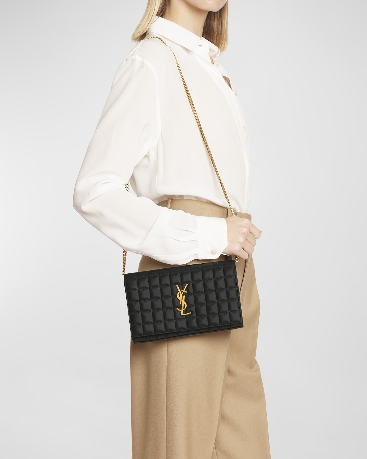 Cassandre YSL Wallet on Chain in Quilted Smooth Leather - 3