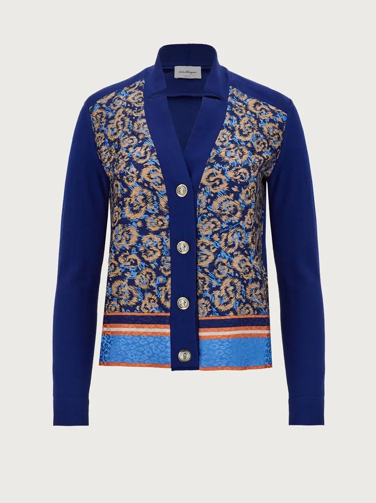 CARDIGAN WITH SILK INSERTS - 1