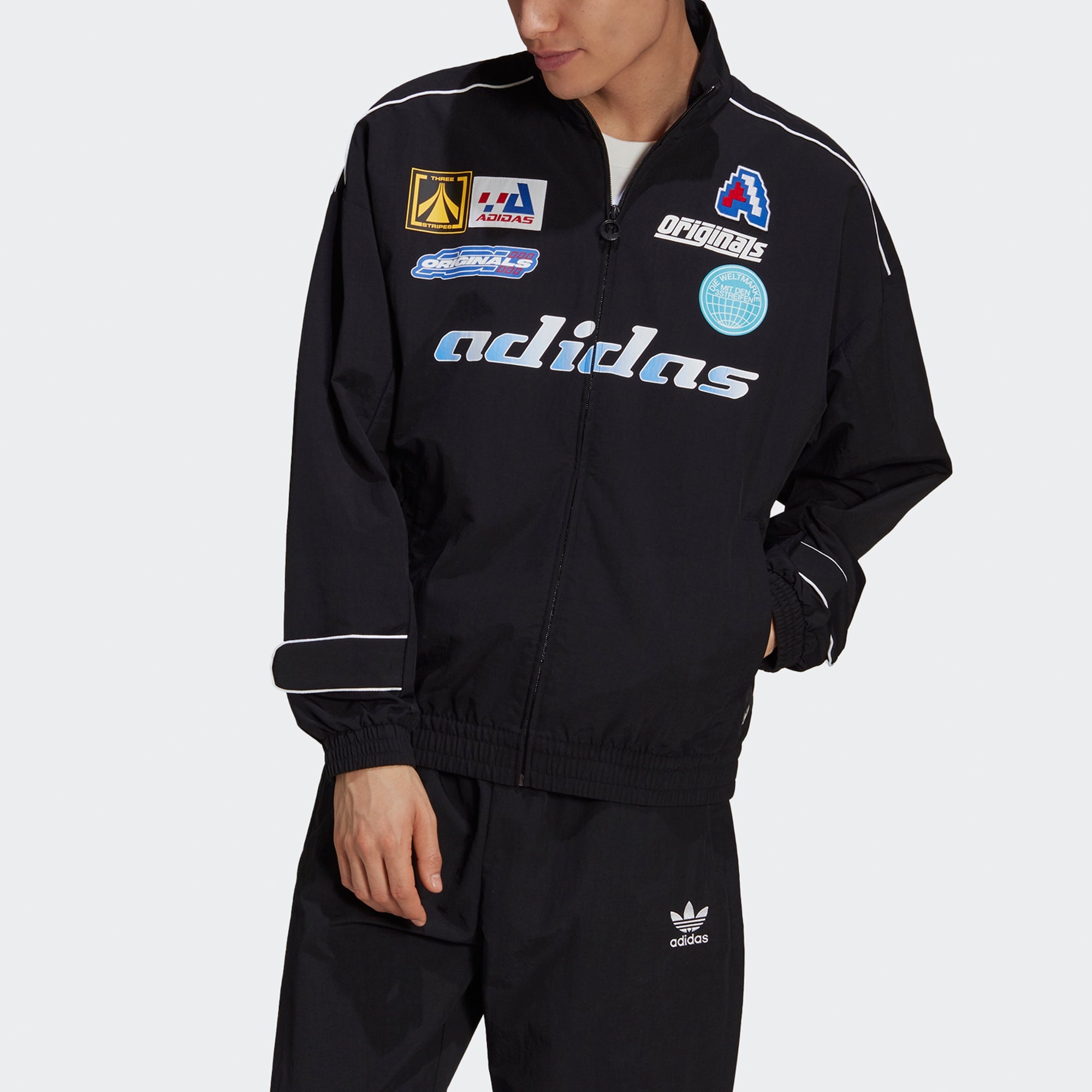 adidas originals MENS TGP Windbreaker Sports Stand Collar Jacket Black HA4748 - 4