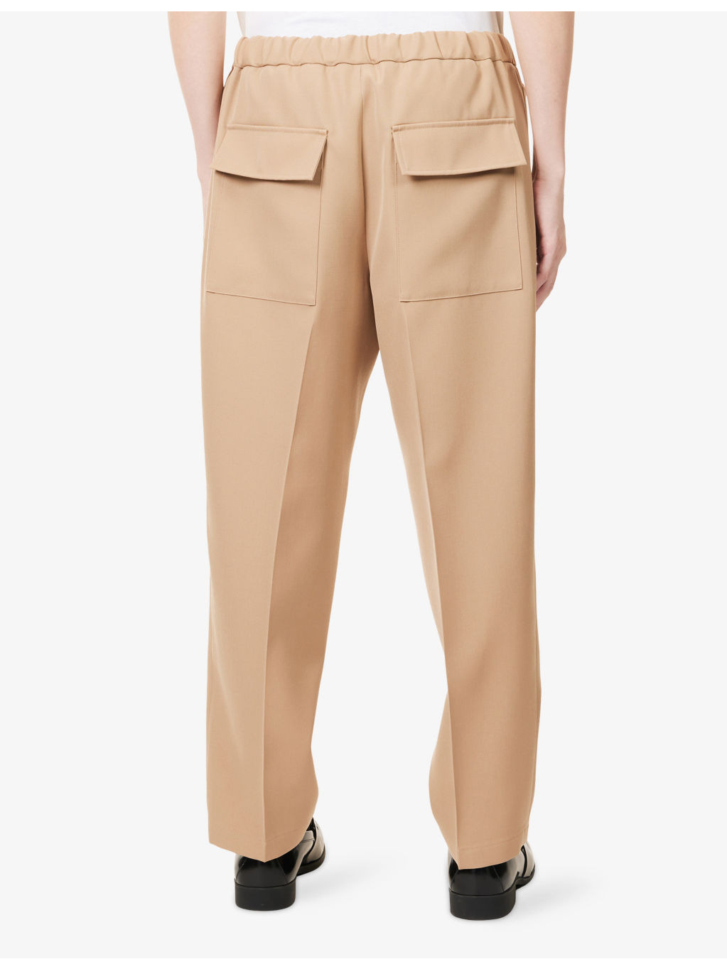 Drawstring Wide Tapered-Leg Wool Gabardine Trousers - 4