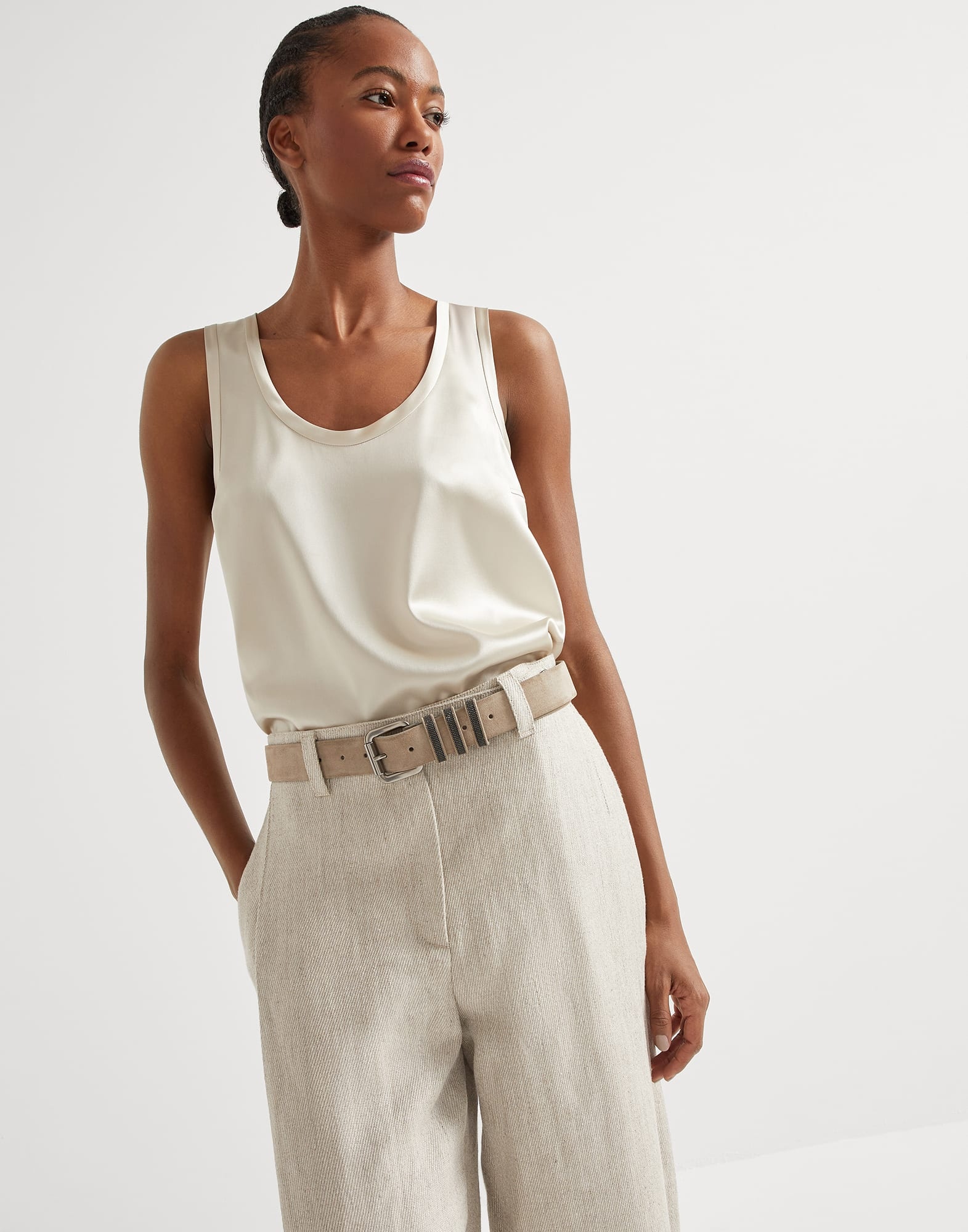 Stretch silk satin reversible top - 4