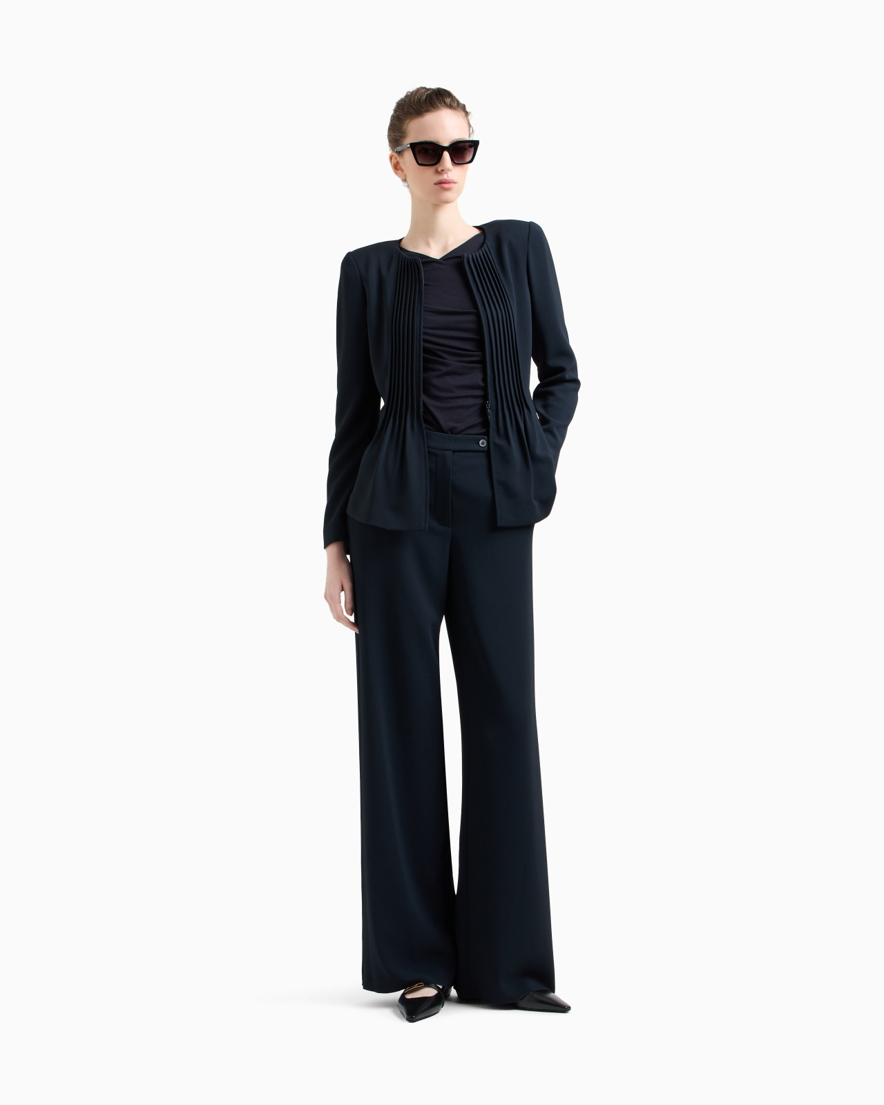 STRETCH JERSEY JUMPER WITH GATHERING DETAIL - 2