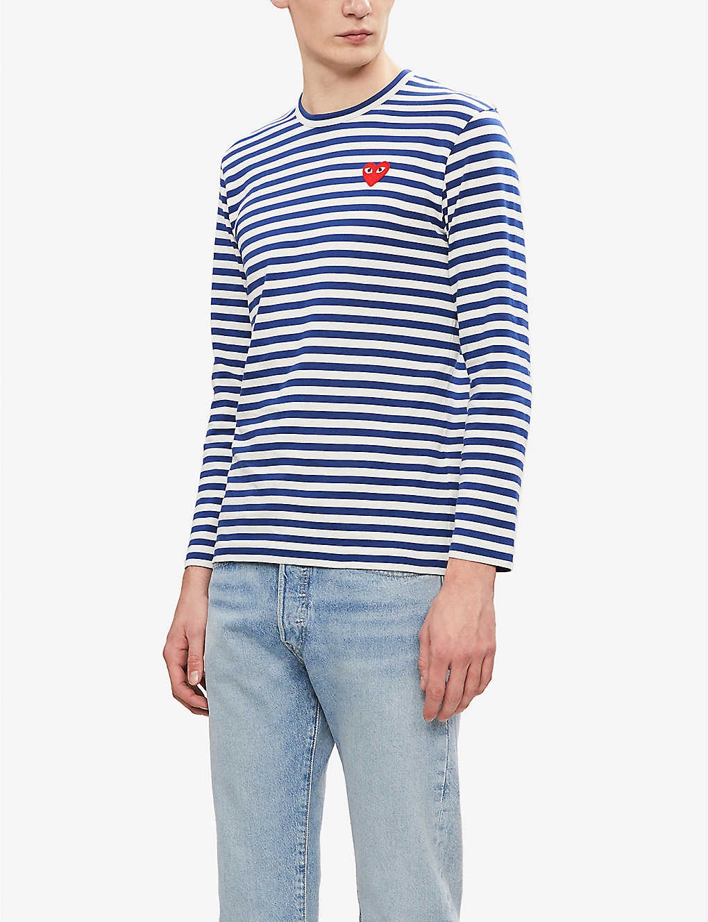 Comme des Garçons PLAY Striped cotton-jersey top selfridges REVERSIBLE