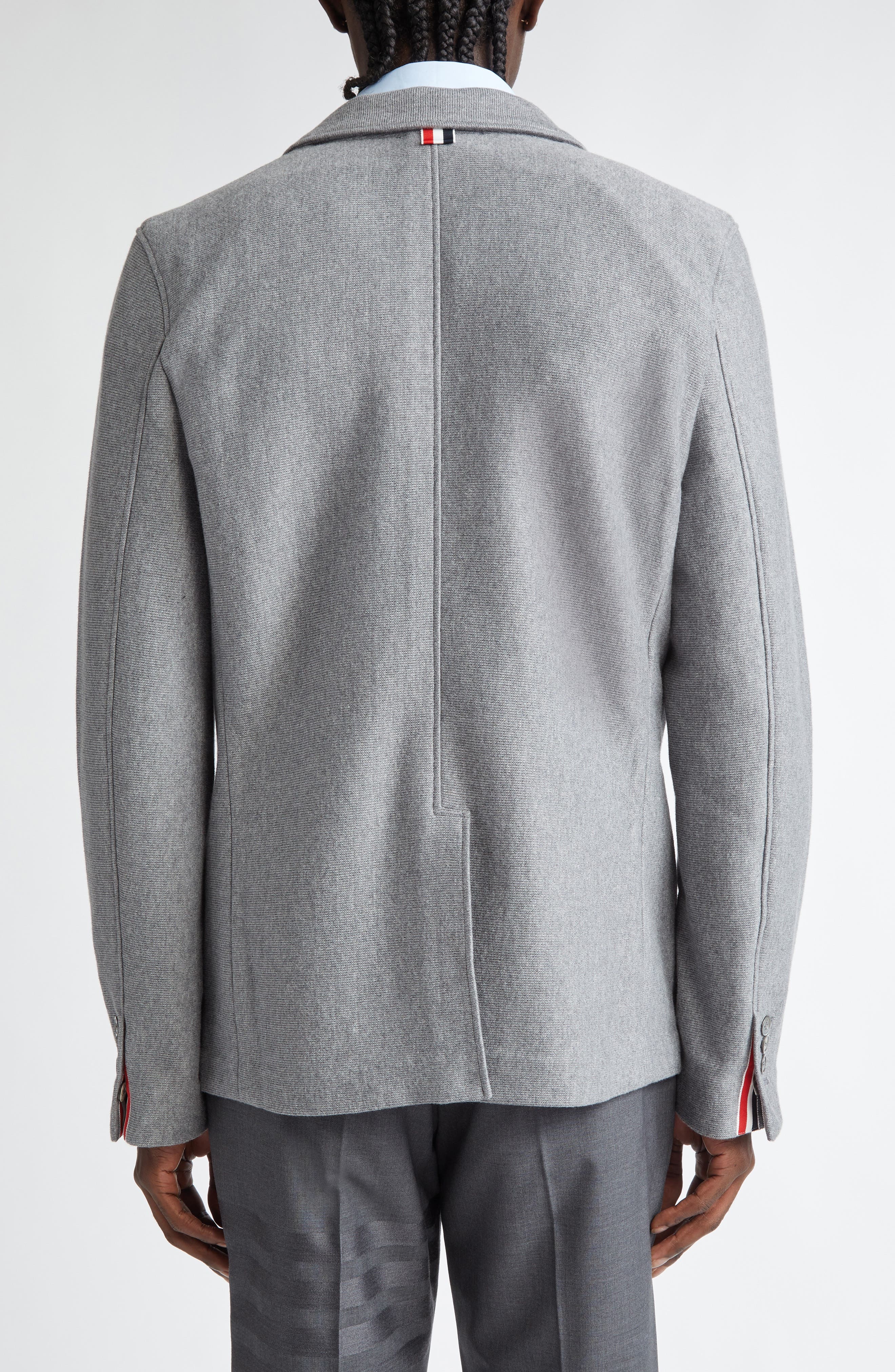Thom Browne Double Face Knit Cotton Sack Jacket in Medium Grey at Nordstrom - 3