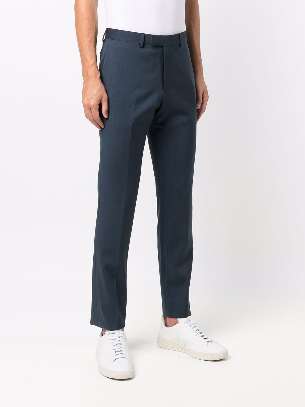 slim-cut petrol tailored trousers - 3