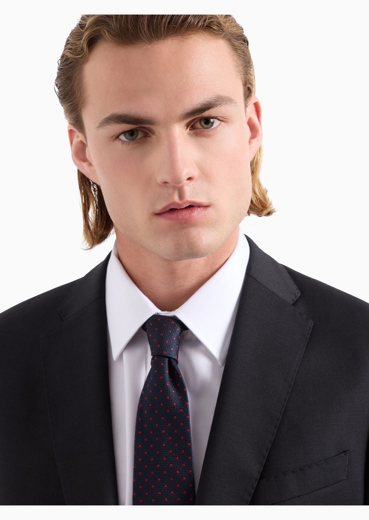 Pure silk tie with jacquard polka dot-effect micro-check - 3
