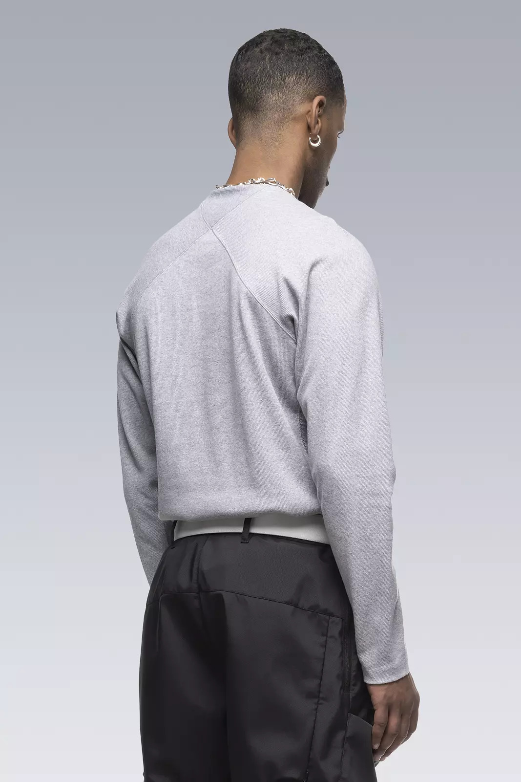 S27-PR Cotton Rib Longsleeve Shirt Gray Melange - 3