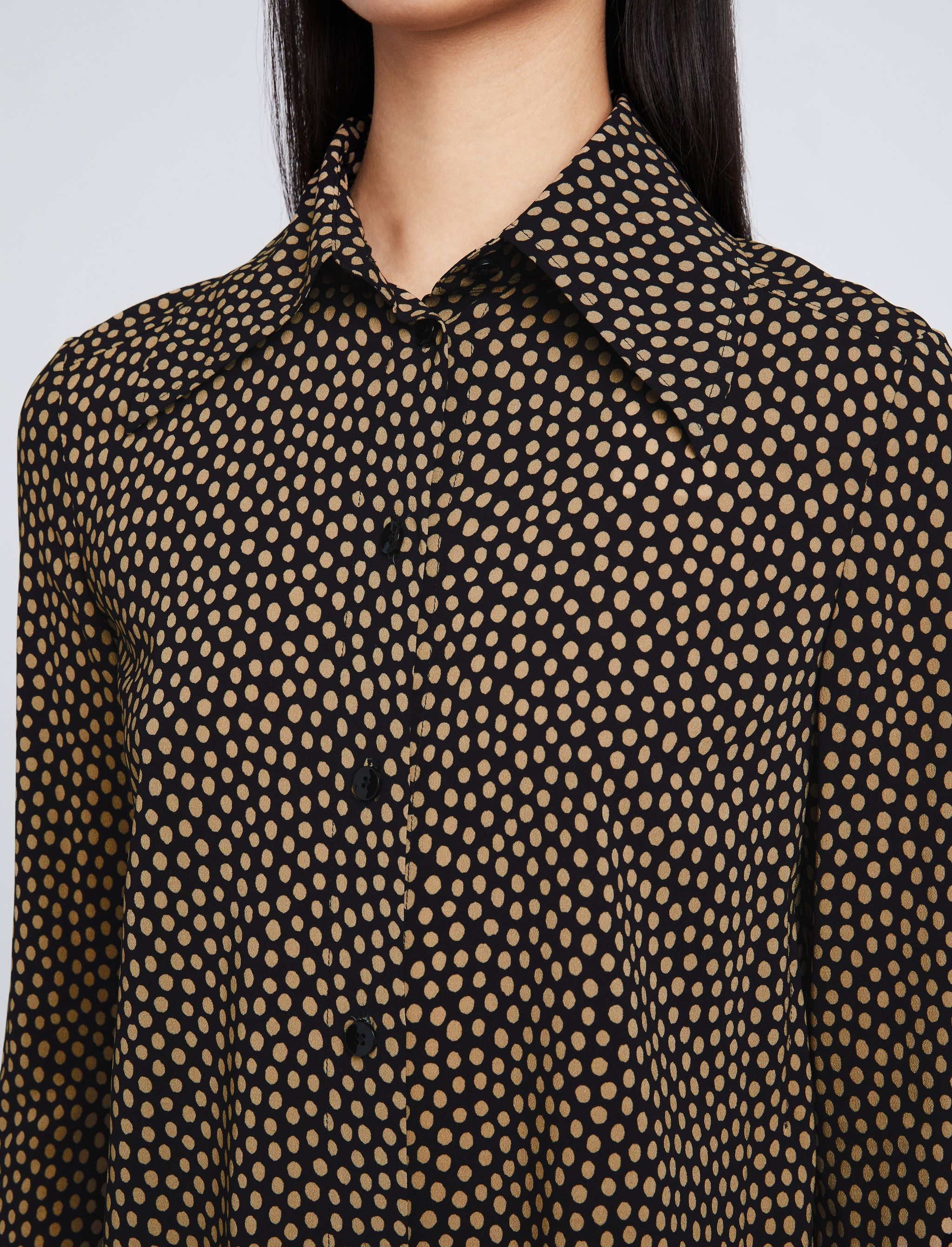 Printed Dot Button Down Top - 6