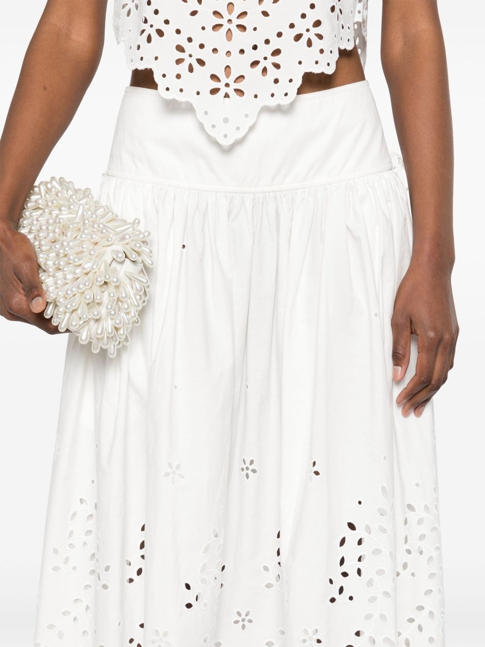 cotton embroidered midi skirt - 5