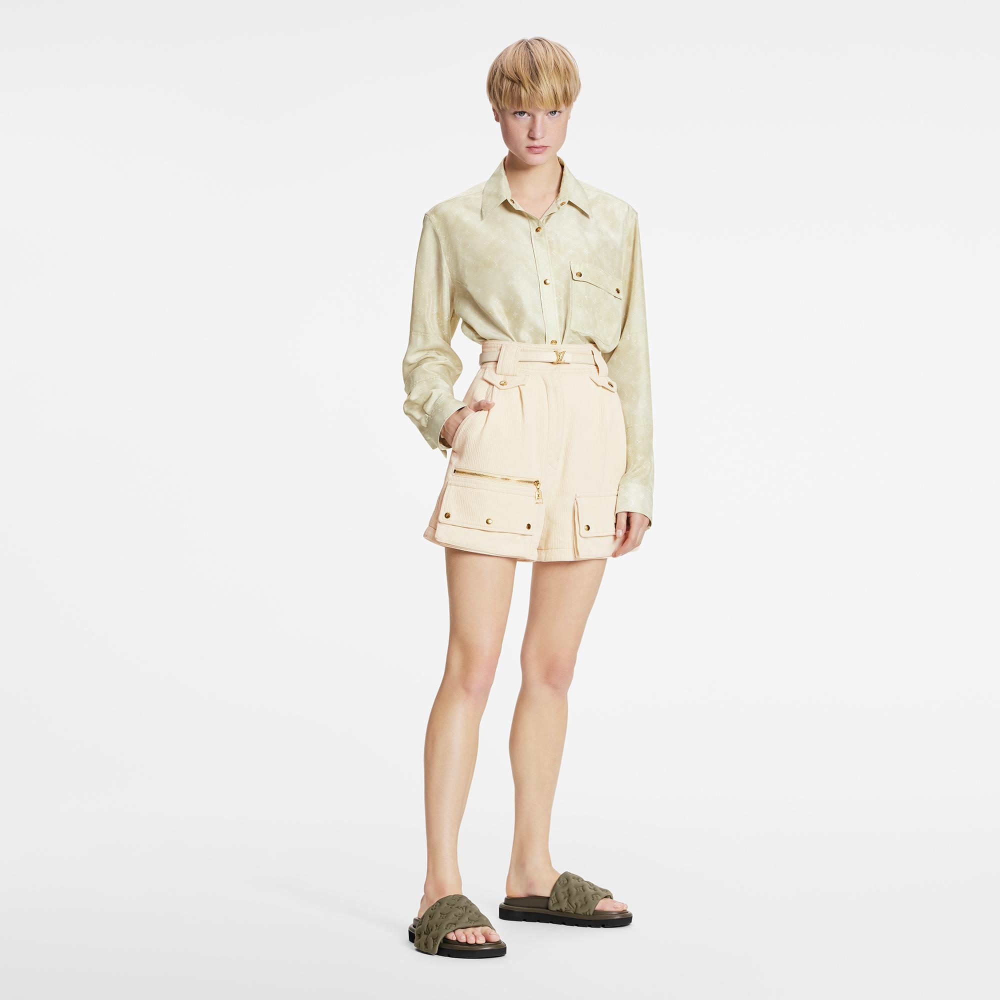 Ribbed Denim Safari Shorts - 4