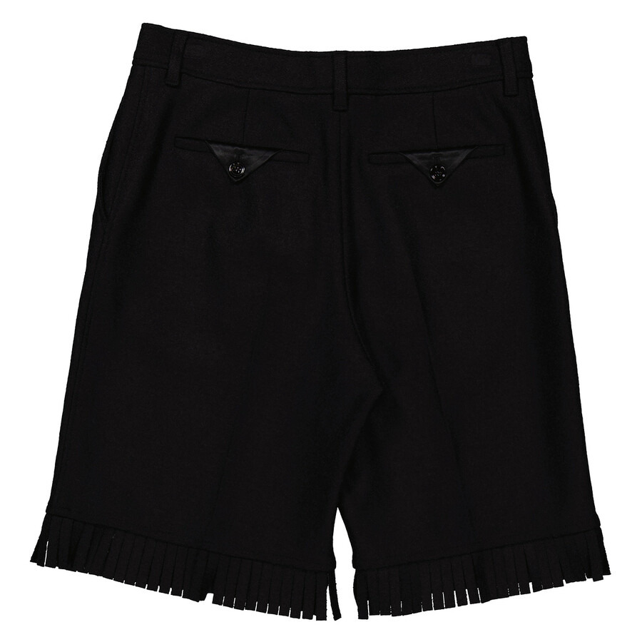 Burberry Ladies Black Fringed Hem Wool Shorts - 2