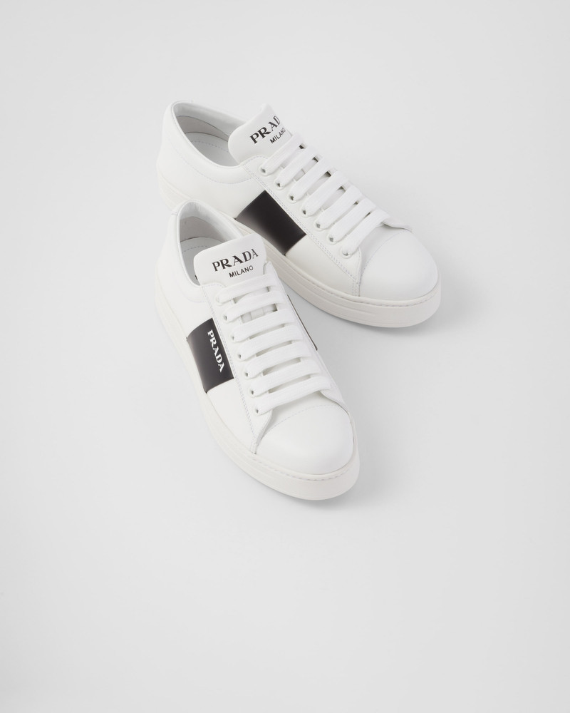 Leather laced sneakers with logo 3